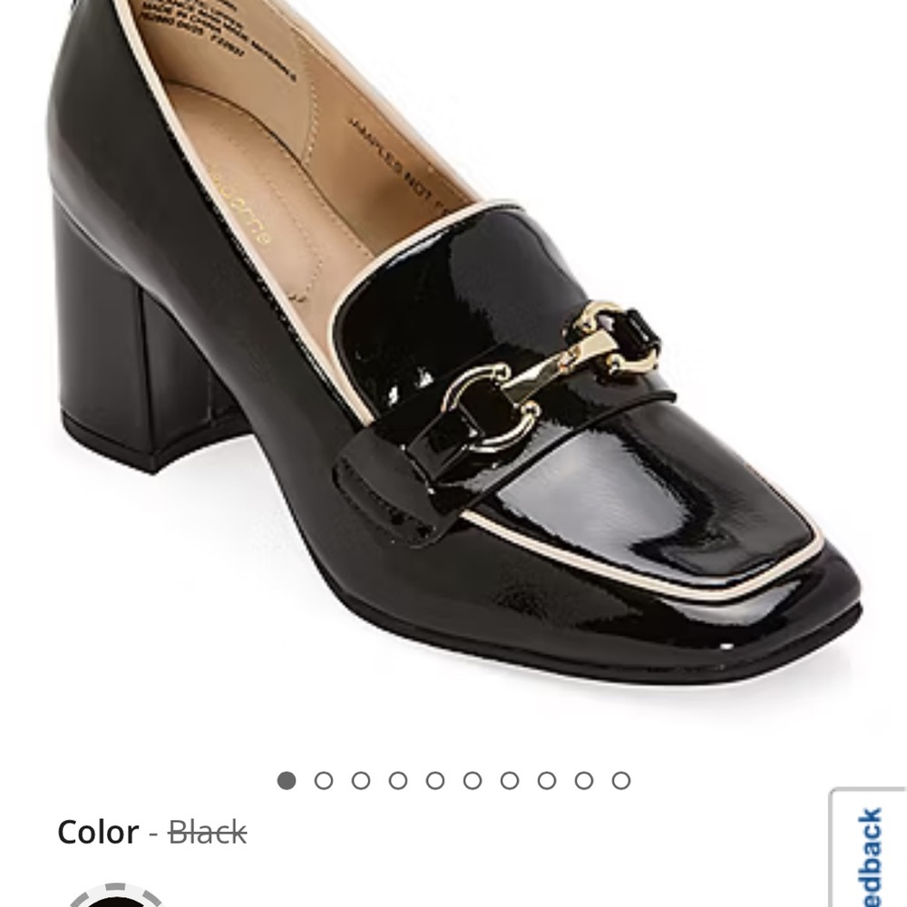 Liz Claiborne Black Patent Loafers with Gold Accent